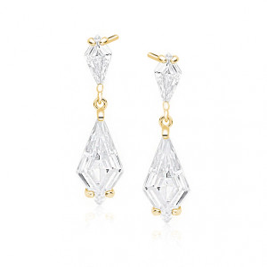 Cercei argint lungi 31mm placati cu aur galben si pietre DiAmanti Z1462EG1_W-DIA (Argint 925‰ 4,9 g.)